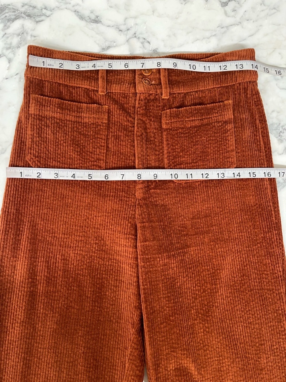 Faherty Phoebe Corduroy Flare Pants High Rise Front Patch Pocket Trousers 27 - Picture 8 of 14